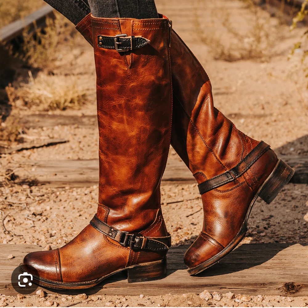 Freebird Roadey Boots - size 8 - Cognac Leather upper and sole. Worn only once.